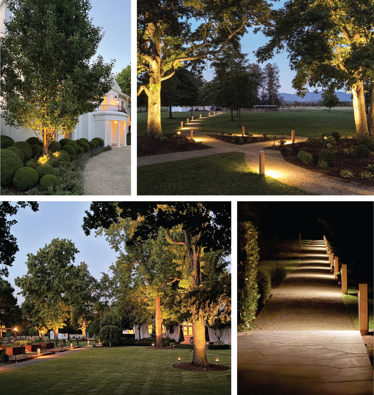 VIC_Semken_GardensAtNight_Effects Gardens at Night lighting effects on a Semken Landscaping rural project